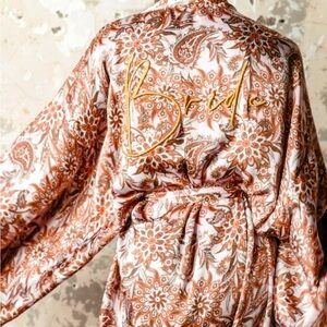 Rue De Seine Paisley Floral Robe - Orange and White